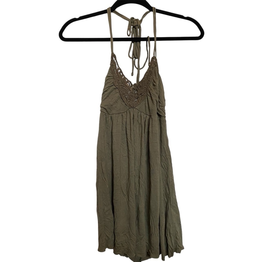 Ann Christine Olive Green Halter Dress/Long Tank